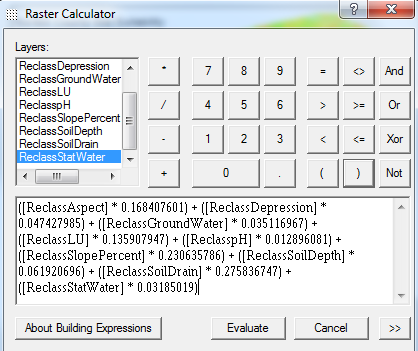 Weighted Raster Calculation